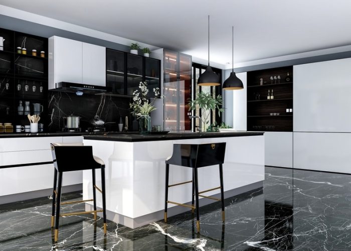 Black,Modern,And,Luxury,Stylish,Kitchen,Room,Interior,With,Kitchen